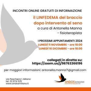 IL LINFEDEMA DEL BRACCIO DOPO INTERVENTO AL SENO: LUNEDÌ 14 OTTOBRE NUOVO APPUNTAMENTO ONLINE DI INFORMAZIONE GRATUITA