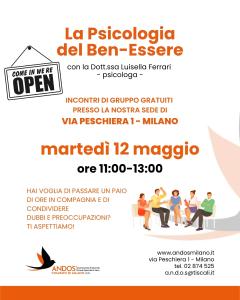 NUOVO MARTEDÌ CON LA PSICOLOGIA DEL BEN-ESSERE | 12 MAGGIO 2026