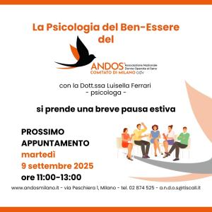 I MARTEDÌ DELLA PSICOLOGIA DEL BEN-ESSERE TORNANO IL 9 SETTEMBRE 2025